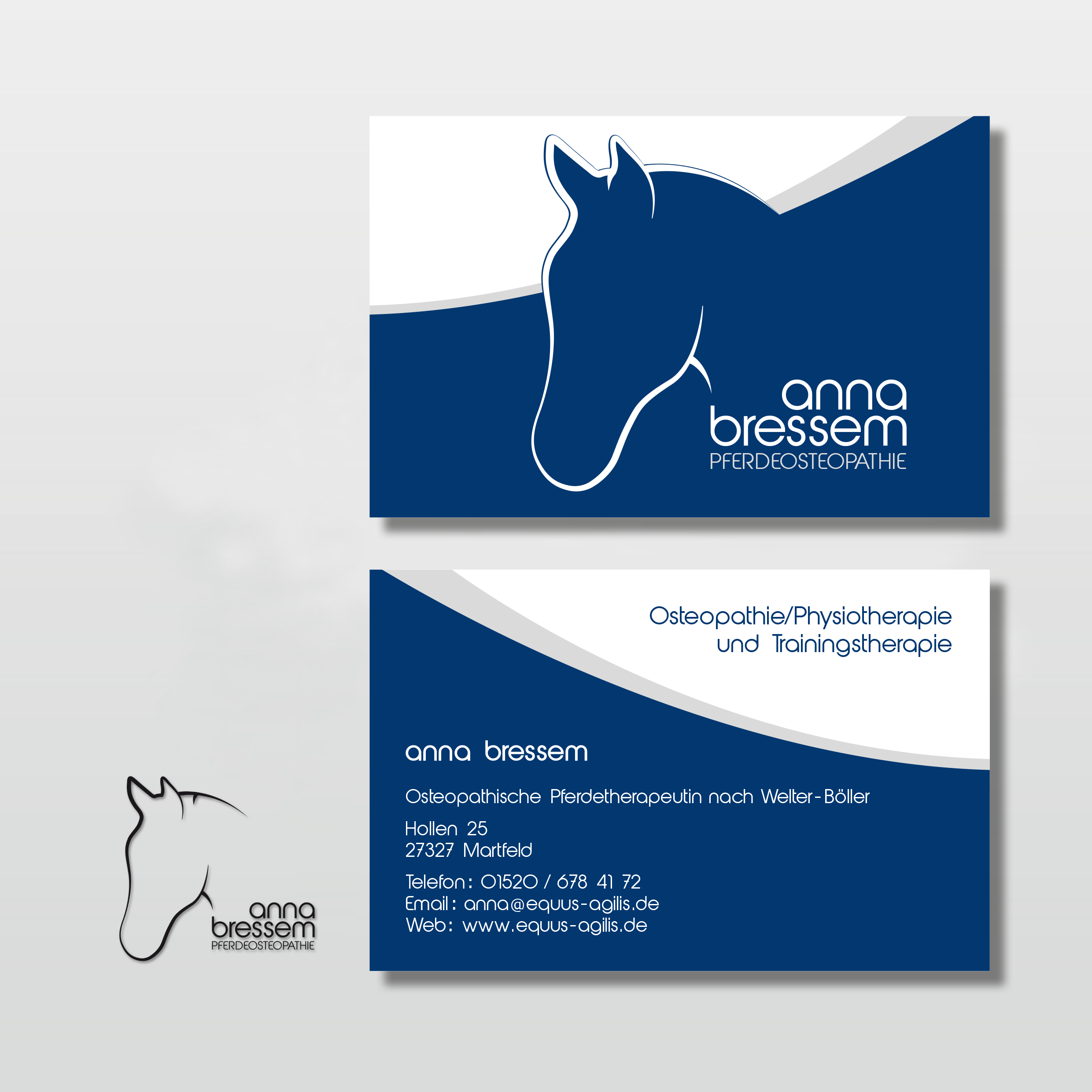Pferdeosteopathie Logo und Visitenkarte